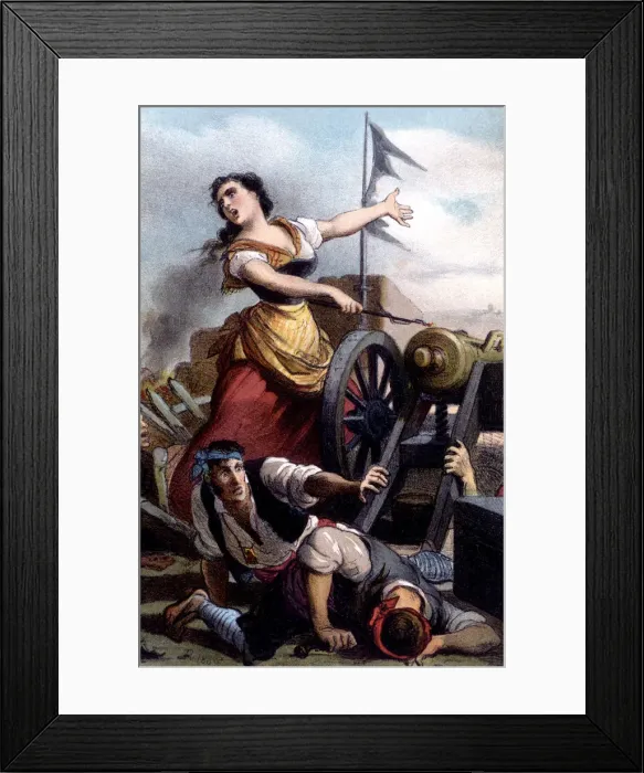 Framed Print : War of the Independence, siege of Zaragoza, Augustine of Aragon firing the cannon Framed Print : War of the Independence, siege of Zaragoza, Augustine of Aragon firing the cannon