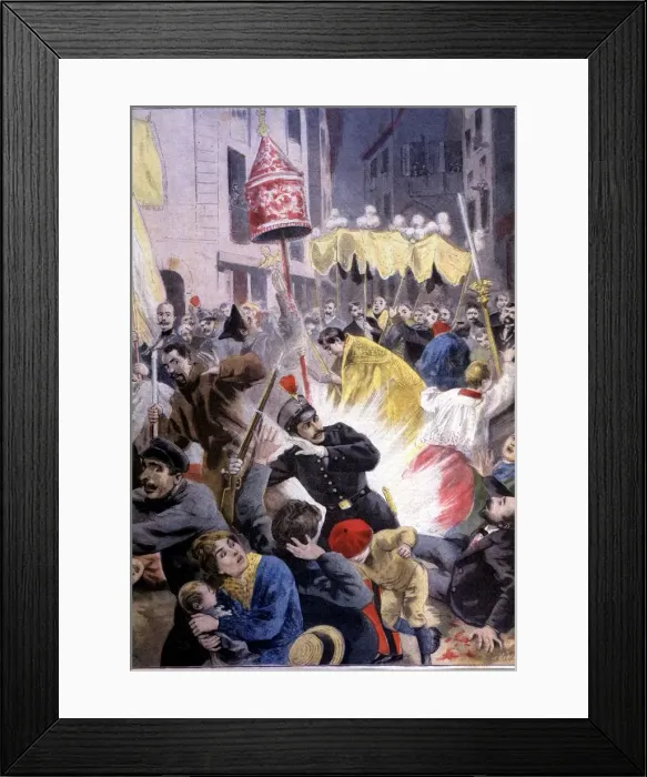 Framed Print : Attempt at the exit of a procession in the Church of Santa Maria del Mar in Barcelona in 1896 Framed Print : Attempt at the exit of a procession in the Church of Santa Maria del Mar in Barcelona in 1896
