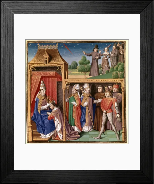 Framed Print : Charles II the Bald is crowned Emperor of the West (875-877) and vision of a sword in the cycle Framed Print : Charles II the Bald is crowned Emperor of the West (875-877) and vision of a sword in the cycle