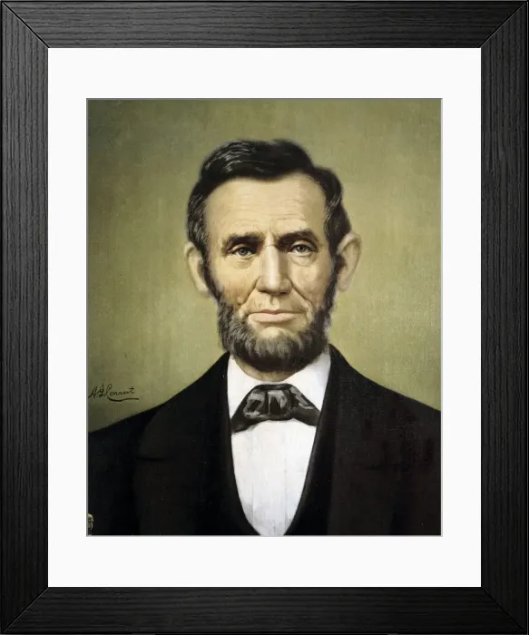 Framed Print : Abraham Lincoln (1809-1865) American politician and president of USA, oil by A. G Framed Print : Abraham Lincoln (1809-1865) American politician and president of USA, oil by A. G