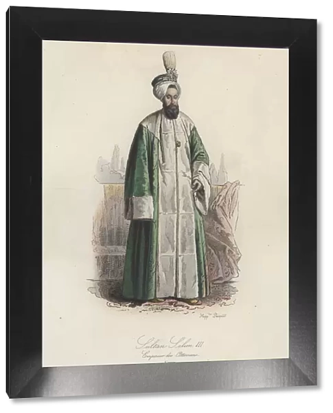 Sultan Selim III, Emperor of the Ottomans (1761-1808), son of Mustafa II, etching, 1870