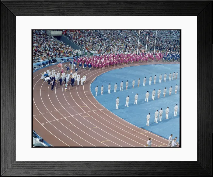 Framed Print : Parade of athletes at the opening ceremony of the 1992 Barcelona Olympic Games Framed Print : Parade of athletes at the opening ceremony of the 1992 Barcelona Olympic Games