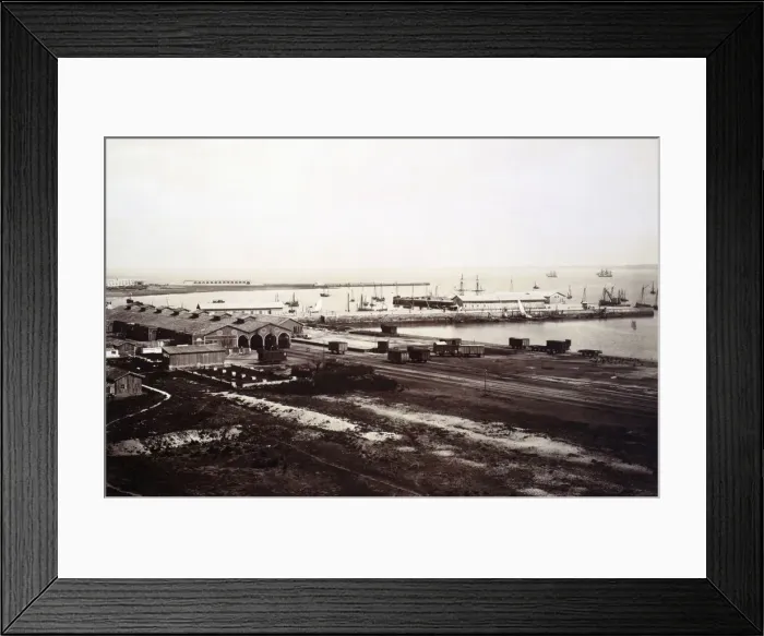 Framed Print : View of the harbor of Cadiz and the railway station in 1895 Framed Print : View of the harbor of Cadiz and the railway station in 1895