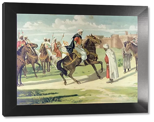 The Arab general Musa Ibn Nusayr (640-718) strikes the face of his lieutenant Tarik