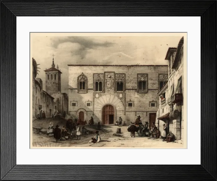 Framed Print : Momos Square in Zamora with scenes of daily life and types of the time Framed Print : Momos Square in Zamora with scenes of daily life and types of the time