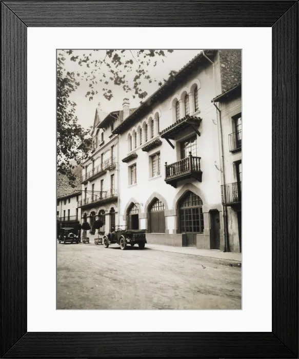 Framed Print : Cars parked in the Plaza de Camprodon (Girona), 1930 Framed Print : Cars parked in the Plaza de Camprodon (Girona), 1930