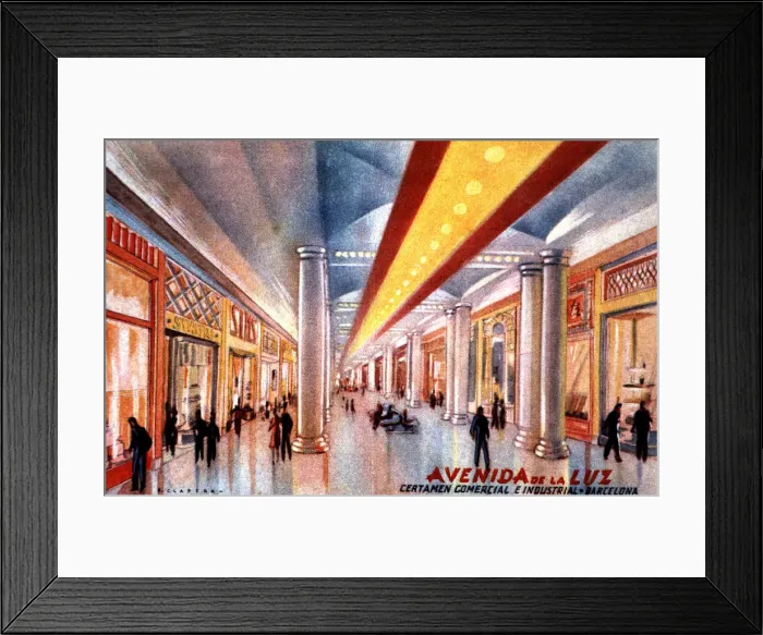 Framed Print : Advertising brochure of the Luz Avenue, walk, shops and movie theater, located beneath Framed Print : Advertising brochure of the Luz Avenue, walk, shops and movie theater, located beneath