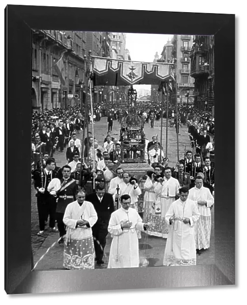 Procession through the Via Layetana in Barcelona on the feast of Corpus Christi
