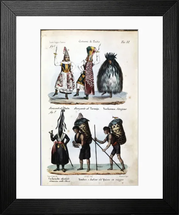 Framed Print : Popular Types of Quito, color engraving Framed Print : Popular Types of Quito, color engraving