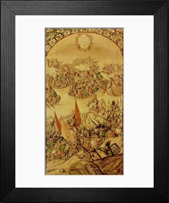 Framed Print : Conquest of America, Garcia de Holguin occupying Quanhtemoc, painting Framed Print : Conquest of America, Garcia de Holguin occupying Quanhtemoc, painting
