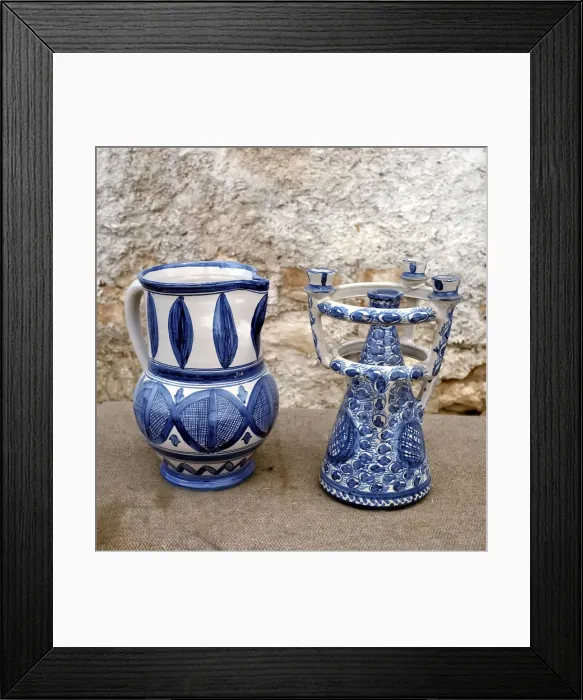 Framed Print : Two pieces of the current workshop of Muel, recovering of ancient potteries of the 15th Framed Print : Two pieces of the current workshop of Muel, recovering of ancient potteries of the 15th