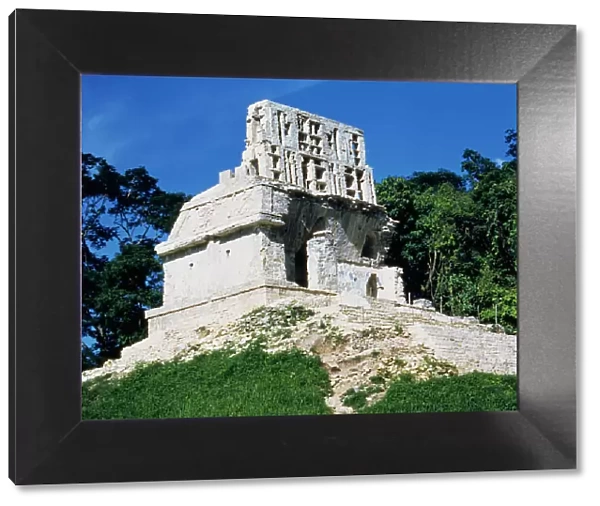 Exterior view of the Temple of the Cross in the Mayan ruins of Palenque