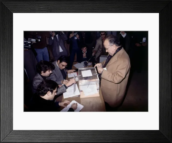 Framed Print : Santiago Carrillo, voting in the elections in 1977 which would deputy of the Communist Framed Print : Santiago Carrillo, voting in the elections in 1977 which would deputy of the Communist