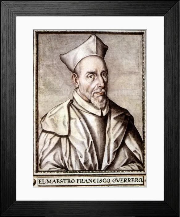 Framed Print : Francisco Guerrero (1528-1599). Spanish composer, engraving in the book Libro de Framed Print : Francisco Guerrero (1528-1599). Spanish composer, engraving in the book Libro de