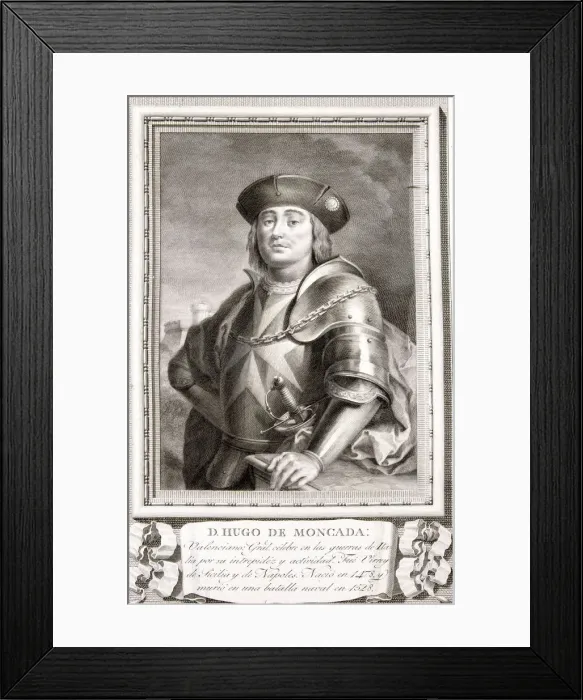 Framed Print : Hugo de Moncada (1478-1528), Spanish general, engraving from the collection Illustrious Men Framed Print : Hugo de Moncada (1478-1528), Spanish general, engraving from the collection Illustrious Men