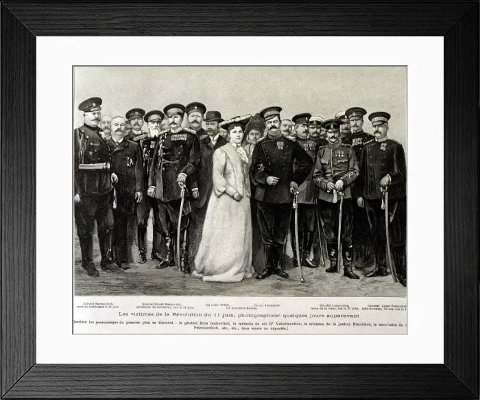 Framed Print : Victims of Serbian revolution on 11th of june, 1903, engraving of the Illustration Framed Print : Victims of Serbian revolution on 11th of june, 1903, engraving of the Illustration
