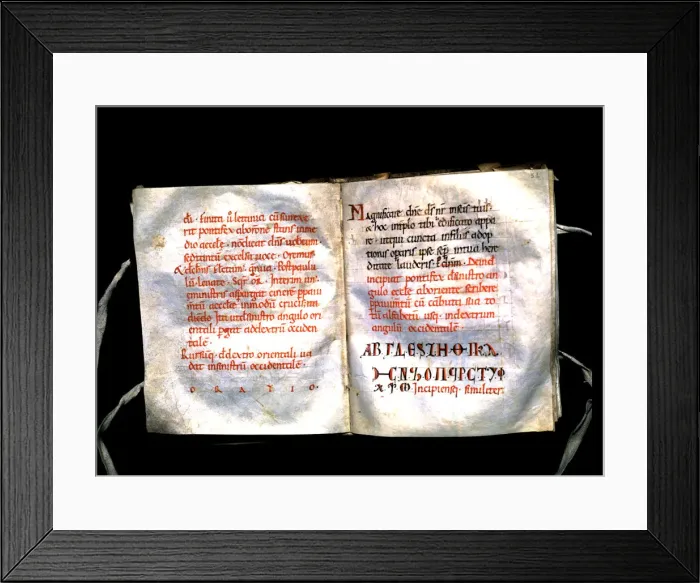 Framed Print : Roman Pontifical of Vic, manuscript on parchment made probably in the scriptorium Framed Print : Roman Pontifical of Vic, manuscript on parchment made probably in the scriptorium