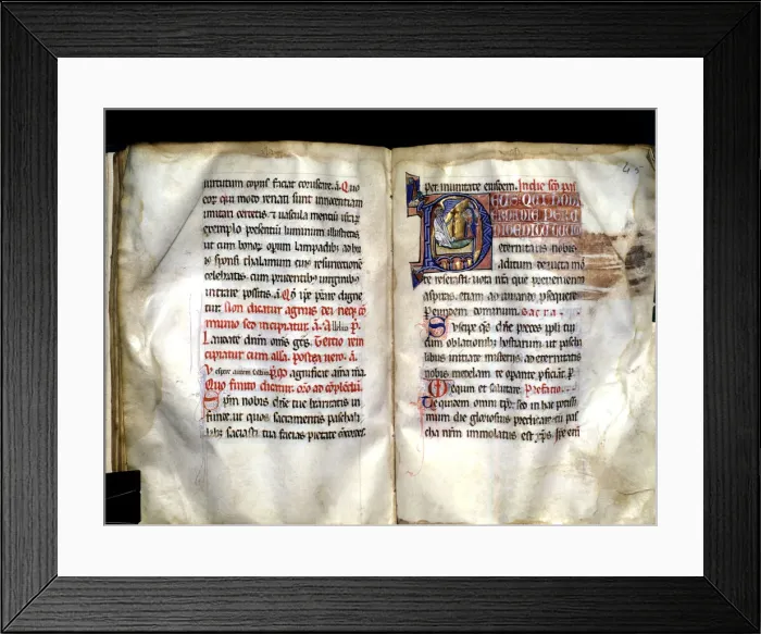 Framed Print : Elna episcopal Sacramentary, manuscript on parchment made?? probably in the scriptorium Framed Print : Elna episcopal Sacramentary, manuscript on parchment made?? probably in the scriptorium