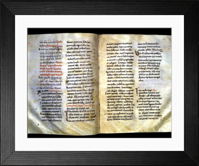 Framed Print : Sacramentary of Vic, manuscript on parchment dated August 31, 1038 and made, following