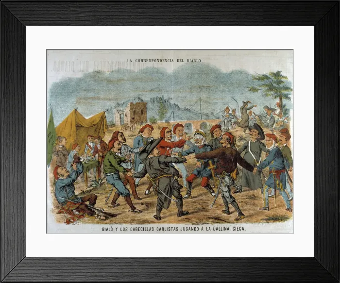 Framed Print : Reign of Amadeo of Savoy, cartoon against Carlism, published in the journal La Flaca 1871 Framed Print : Reign of Amadeo of Savoy, cartoon against Carlism, published in the journal La Flaca 1871