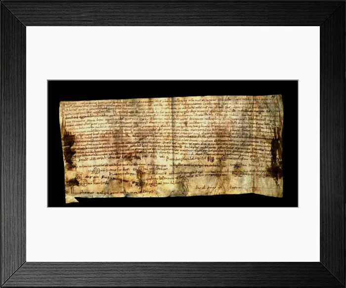 Framed Print : Testament of Arnulf, bishop of Vic, wounded in the expedition to Cordoba, parchment Framed Print : Testament of Arnulf, bishop of Vic, wounded in the expedition to Cordoba, parchment