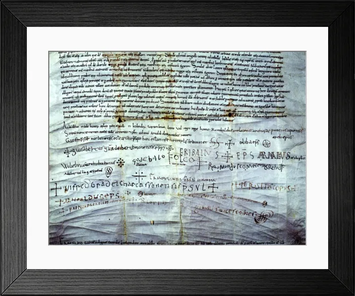 Framed Print : Dotalia of the Cathedral Church of San Pedro of Vic, a document written on parchment Framed Print : Dotalia of the Cathedral Church of San Pedro of Vic, a document written on parchment