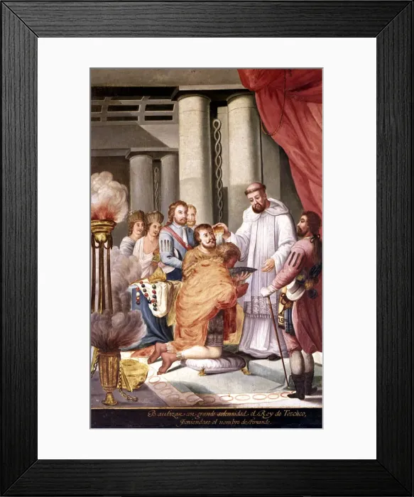 Framed Print : Baptism of the King of Texcoco in the presence of Hernan Cortes series Framed Print : Baptism of the King of Texcoco in the presence of Hernan Cortes series