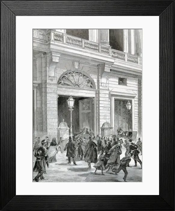 Framed Print : Attack on December 31, 1879 against King Alphonse XII of Spain and the Queen to coming