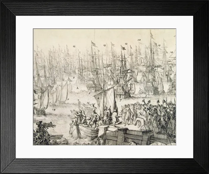Framed Print : Embarkation to England on 11th November 1688 of William III (1650 - 1702), called Framed Print : Embarkation to England on 11th November 1688 of William III (1650 - 1702), called
