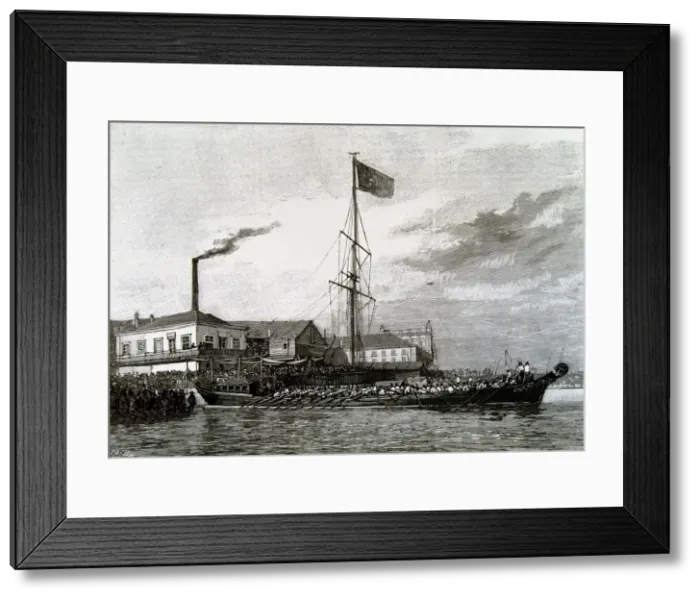 Framed Print : Revolution of 1889, arrival of the dethroned king Don Pedro de Lisboa, engraving in l Illustration Framed Print : Revolution of 1889, arrival of the dethroned king Don Pedro de Lisboa, engraving in l Illustration