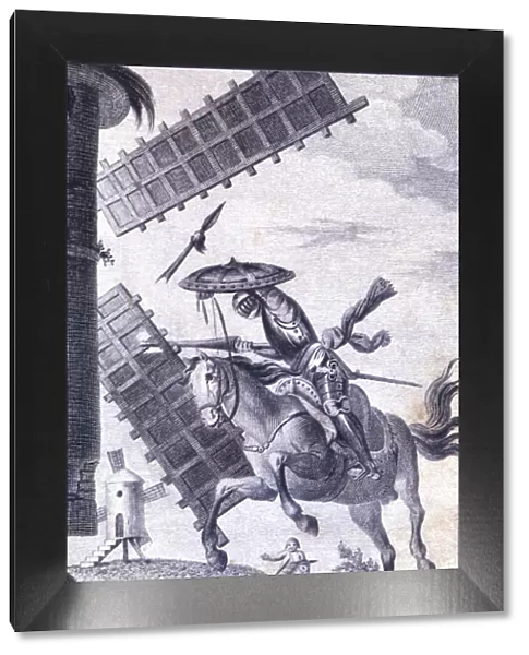 Engraving in an episode of Don Quixote, in El Ingenioso Hidalgo Don Quijote de la Mancha