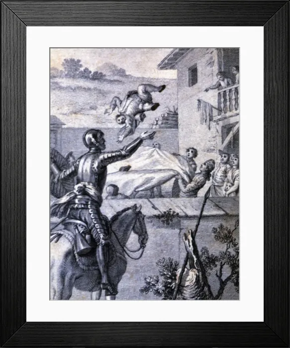 Framed Print : Engraving in an episode of Don Quixote, in El Ingenioso Hidalgo Don Quijote de la Mancha Framed Print : Engraving in an episode of Don Quixote, in El Ingenioso Hidalgo Don Quijote de la Mancha
