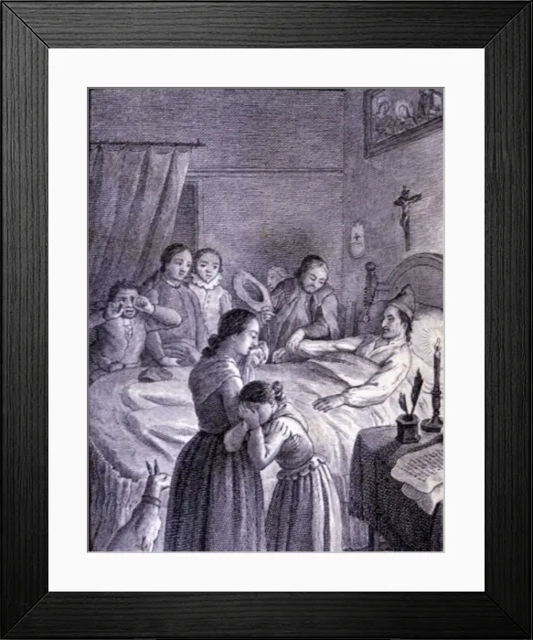 Framed Print : Engraving in an episode of Don Quixote, in El Ingenioso Hidalgo Don Quijote de la Mancha Framed Print : Engraving in an episode of Don Quixote, in El Ingenioso Hidalgo Don Quijote de la Mancha