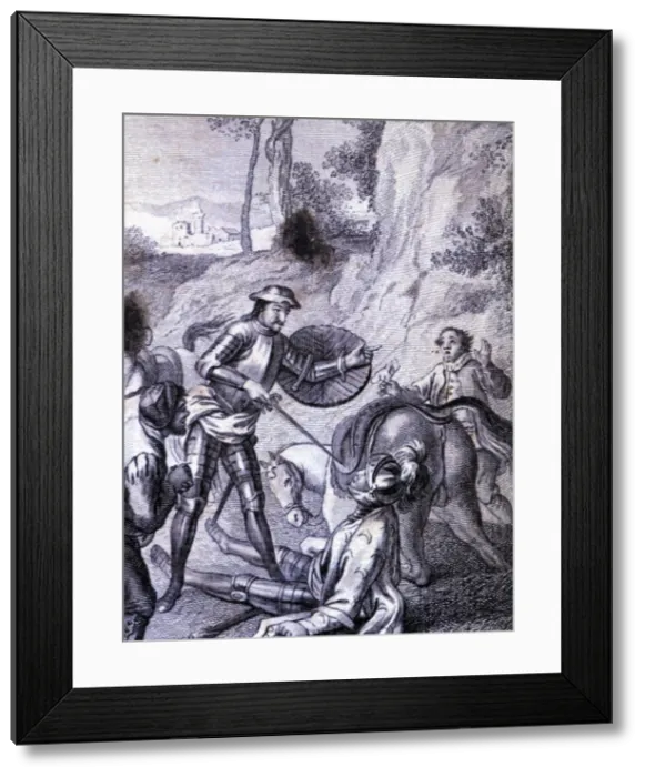 Framed Print : Engraving in an episode of Don Quixote, in El Ingenioso Hidalgo Don Quijote de la Mancha Framed Print : Engraving in an episode of Don Quixote, in El Ingenioso Hidalgo Don Quijote de la Mancha