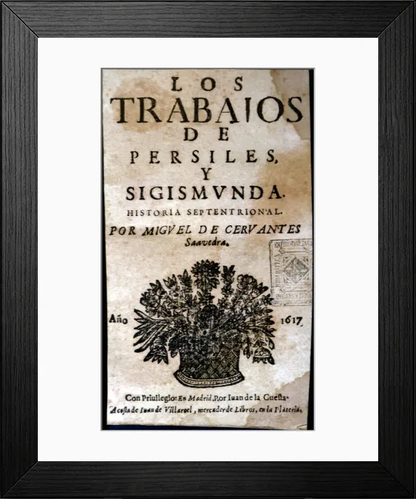Framed Print : Cover of Los trabajos de Persiles y Sigismunda (Works of Persiles and Sigismunda) Framed Print : Cover of Los trabajos de Persiles y Sigismunda (Works of Persiles and Sigismunda)