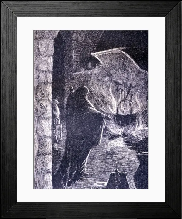Framed Print : La Celestina, 1883, engraving with the Celestina making a spell