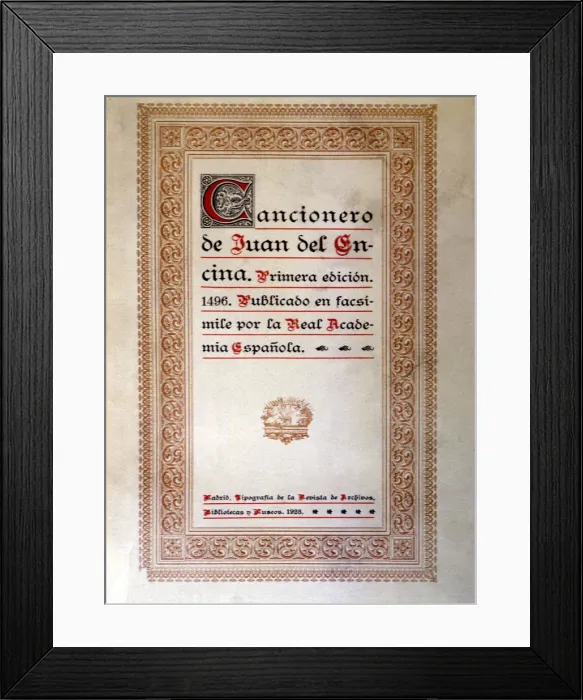 Framed Print : Cover Cancionero (Song book) by Juan de la Encina, facsimile reproduction, 1928 Framed Print : Cover Cancionero (Song book) by Juan de la Encina, facsimile reproduction, 1928