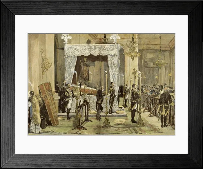 Framed Print : Queen Maria de las Mercedes Orleans receiving last rites queen of Spain, wife of Alphonse XII Framed Print : Queen Maria de las Mercedes Orleans receiving last rites queen of Spain, wife of Alphonse XII