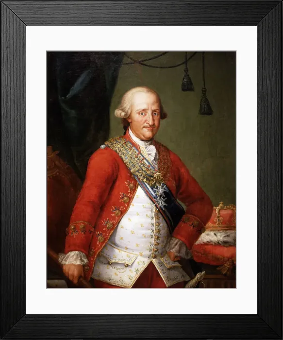 Framed Print : Portrait of Carlos IV (1748-1819), King of Spain, Oil painting by Antonio Carnicero Framed Print : Portrait of Carlos IV (1748-1819), King of Spain, Oil painting by Antonio Carnicero