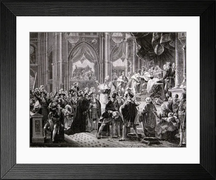Framed Print : Carlos X (1757-1836), King of France, consecration ceremony in 1825, engraving of Framed Print : Carlos X (1757-1836), King of France, consecration ceremony in 1825, engraving of