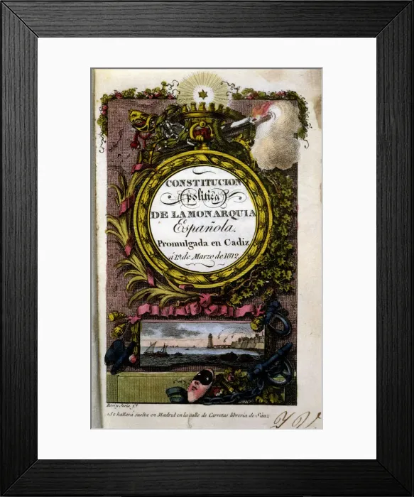 Framed Print : Cover of the Political constitution of the Spanish Monarchy promoted in Cadiz in 1812