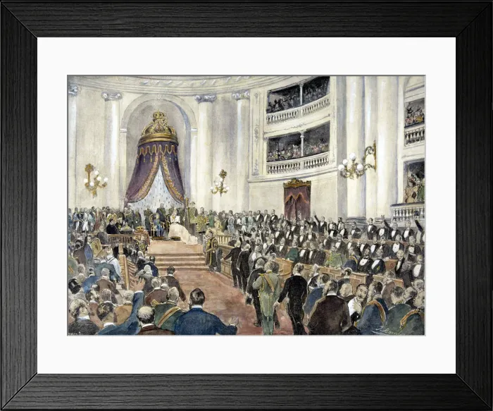 Framed Print : Opening of Parliament by Queen Maria Christina Habsburgo with her son Alphonse in 1898 Framed Print : Opening of Parliament by Queen Maria Christina Habsburgo with her son Alphonse in 1898