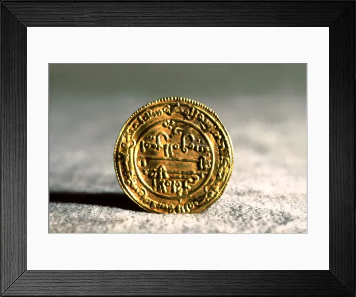 Framed Print : Andalusian gold dinar, also called Mancuso, used in Catalan counties during feudal times Framed Print : Andalusian gold dinar, also called Mancuso, used in Catalan counties during feudal times
