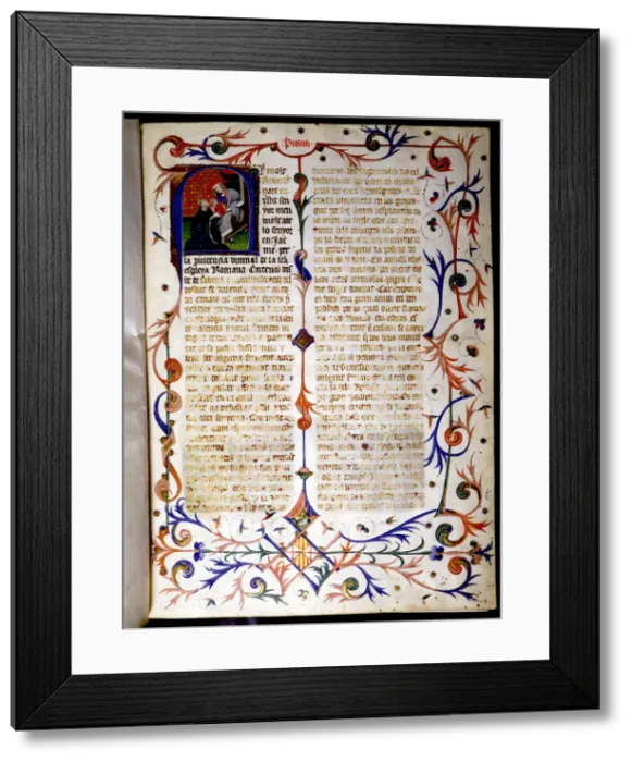 Framed Print : Illustrated page of the Manuscript of Valerius Maximus, copied by Arnau de Collis in 1408 Framed Print : Illustrated page of the Manuscript of Valerius Maximus, copied by Arnau de Collis in 1408