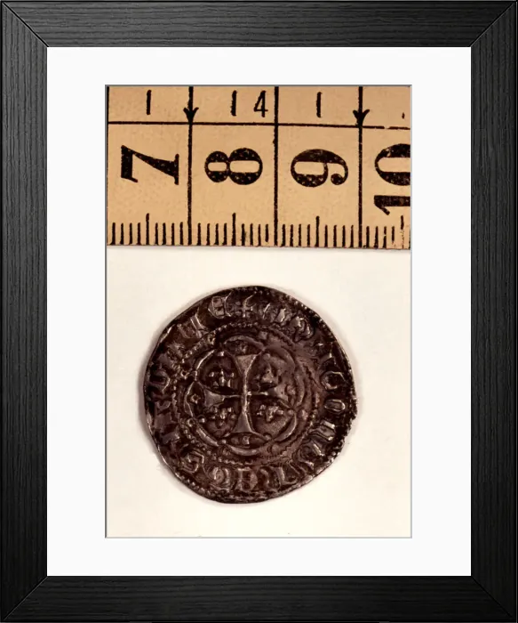 Framed Print : Reverse of an Alfonsin in silver, reign of Peter III the Cerimonious. Mint: Sardinia Framed Print : Reverse of an Alfonsin in silver, reign of Peter III the Cerimonious. Mint: Sardinia