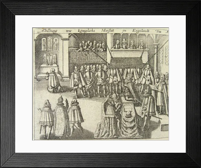 Framed Print : A session of the British Parliament in 1623, engraving Framed Print : A session of the British Parliament in 1623, engraving