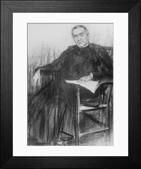 Framed Print : Jacint Verdaguer Santalo (1845-1902), poet and romantic writer, charcoal drawing Framed Print : Jacint Verdaguer Santalo (1845-1902), poet and romantic writer, charcoal drawing