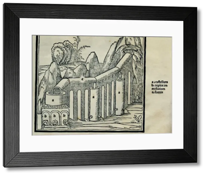 Framed Print : Of Architecture by Marco Vitruvius Pollio, treaty in 10 books, engraving from a water pipe Framed Print : Of Architecture by Marco Vitruvius Pollio, treaty in 10 books, engraving from a water pipe