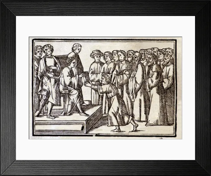 Framed Print : Epigrams by Marcus Valerius Martial, engraving representing Martial delivering Framed Print : Epigrams by Marcus Valerius Martial, engraving representing Martial delivering