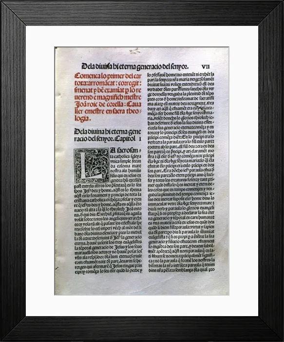 Framed Print : Page of the work Lo primer del Cartoixa (The first of the Cartoixa) by Joan Rois de Corella Framed Print : Page of the work Lo primer del Cartoixa (The first of the Cartoixa) by Joan Rois de Corella